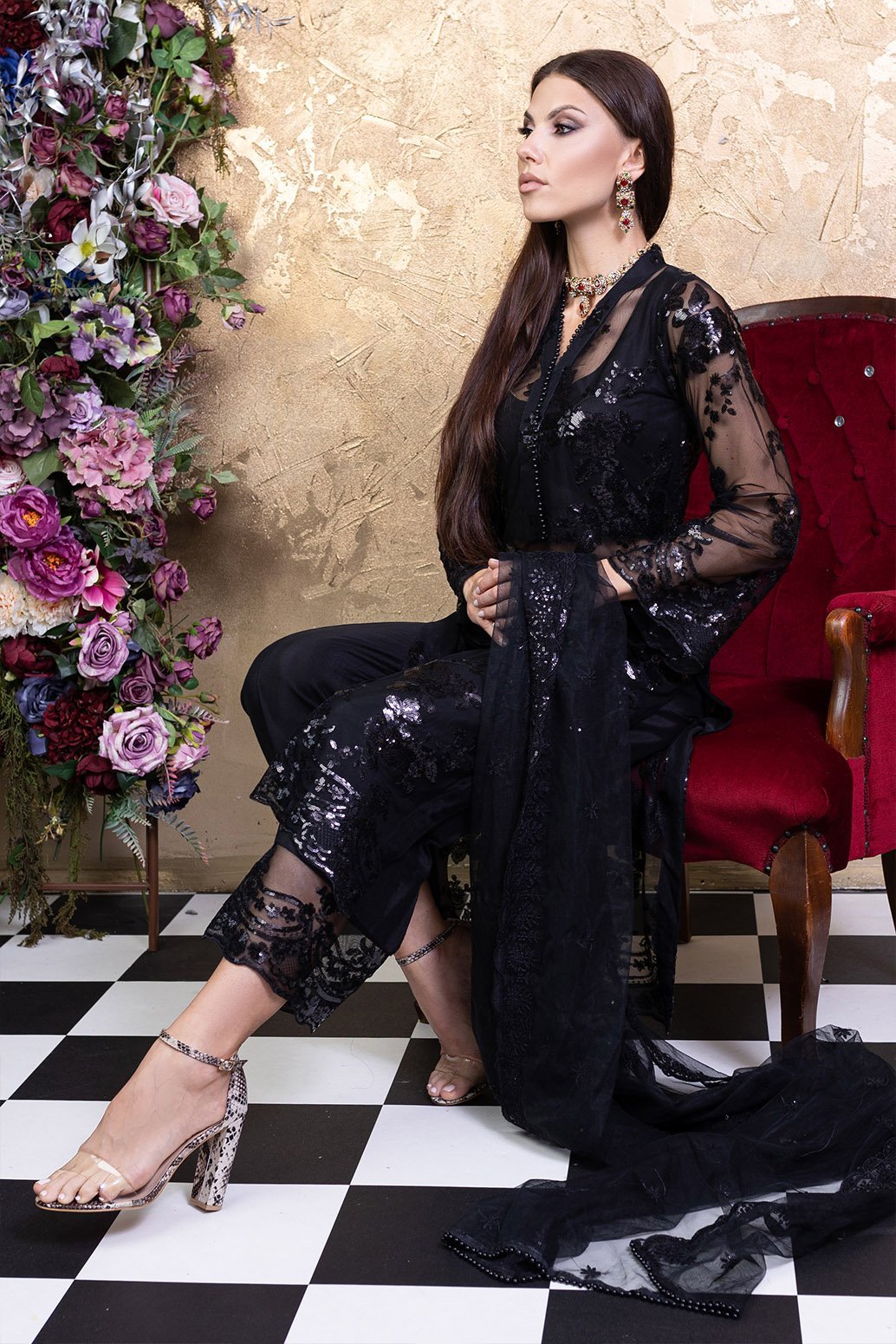 Black Enzo Pakistan Dress Style