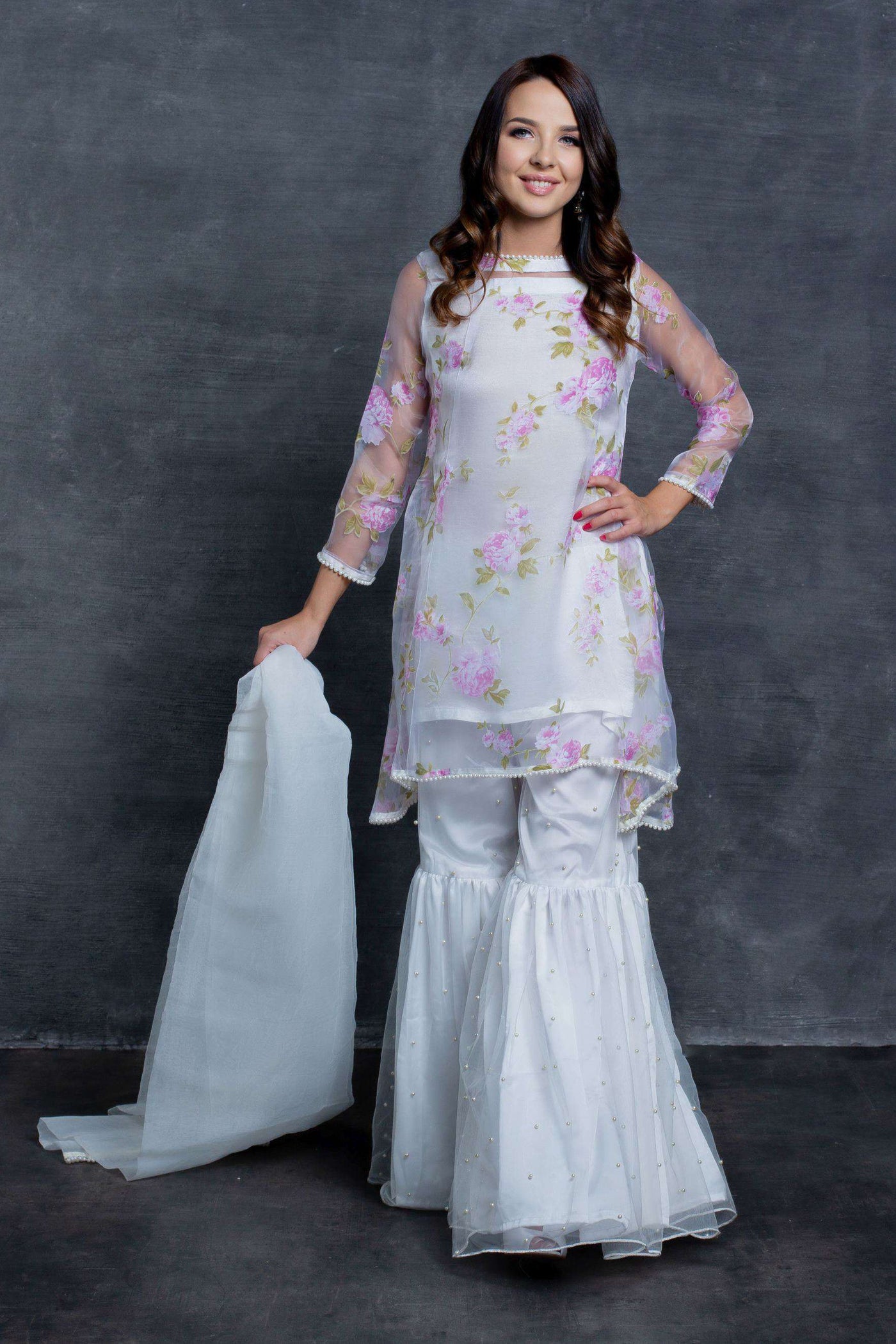 Floral White Pakistan Cloth
